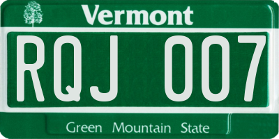VT license plate RQJ007