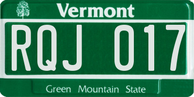 VT license plate RQJ017