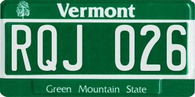 VT license plate RQJ026