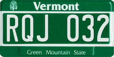 VT license plate RQJ032
