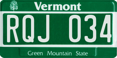 VT license plate RQJ034