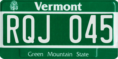 VT license plate RQJ045