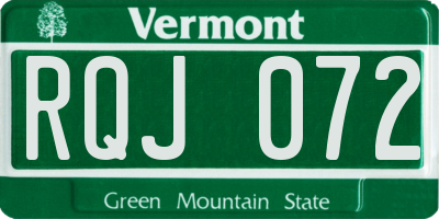 VT license plate RQJ072