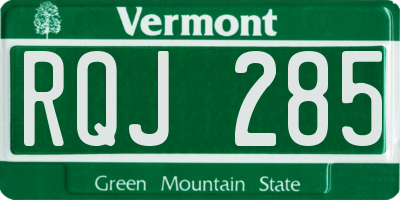 VT license plate RQJ285