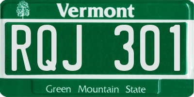 VT license plate RQJ301