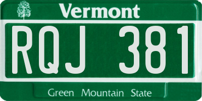 VT license plate RQJ381