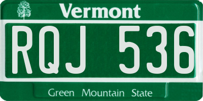 VT license plate RQJ536