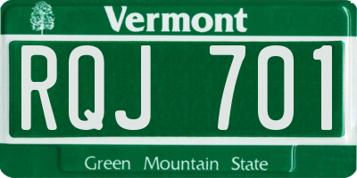 VT license plate RQJ701