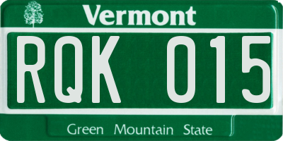VT license plate RQK015
