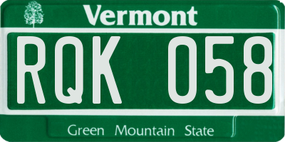 VT license plate RQK058
