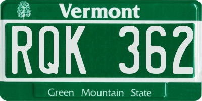 VT license plate RQK362