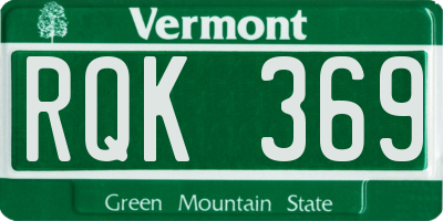 VT license plate RQK369