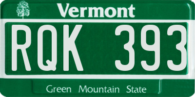 VT license plate RQK393