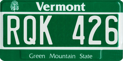 VT license plate RQK426