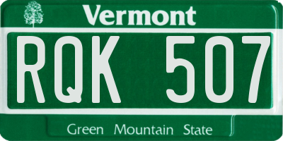 VT license plate RQK507