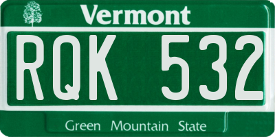 VT license plate RQK532