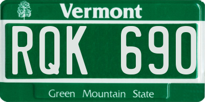 VT license plate RQK690