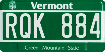 VT license plate RQK884