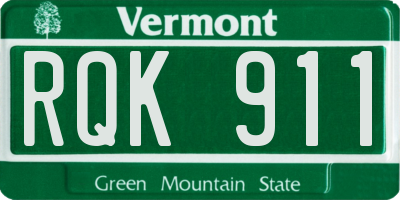 VT license plate RQK911
