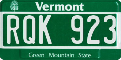 VT license plate RQK923