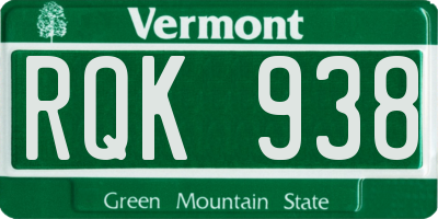 VT license plate RQK938