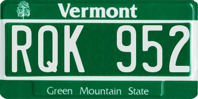 VT license plate RQK952