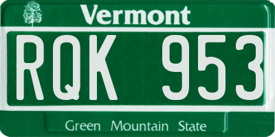VT license plate RQK953