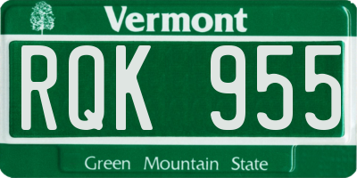 VT license plate RQK955