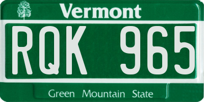 VT license plate RQK965