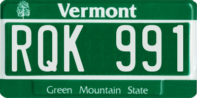VT license plate RQK991