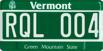 VT license plate RQL004