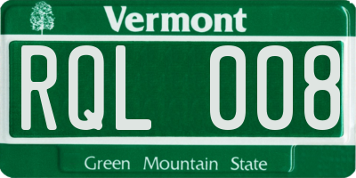 VT license plate RQL008