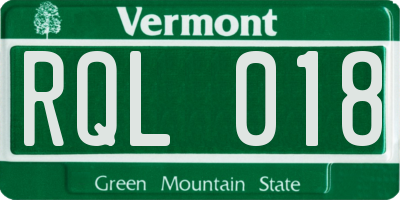 VT license plate RQL018