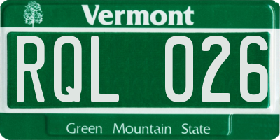 VT license plate RQL026
