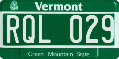 VT license plate RQL029