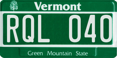 VT license plate RQL040