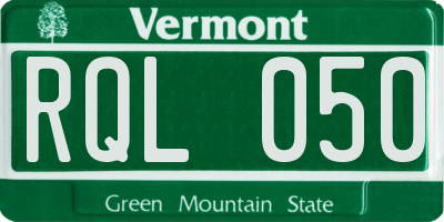 VT license plate RQL050