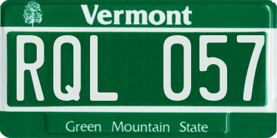 VT license plate RQL057