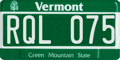 VT license plate RQL075