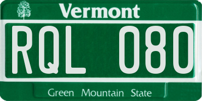 VT license plate RQL080