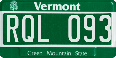 VT license plate RQL093