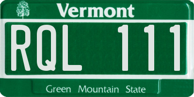 VT license plate RQL111