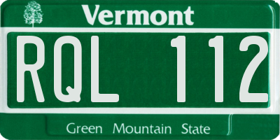 VT license plate RQL112
