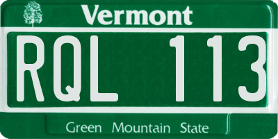 VT license plate RQL113