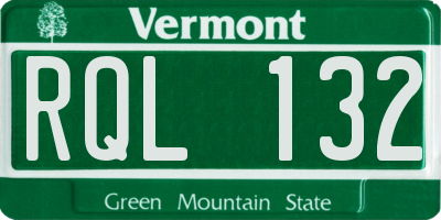 VT license plate RQL132