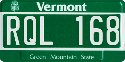 VT license plate RQL168