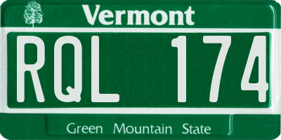 VT license plate RQL174