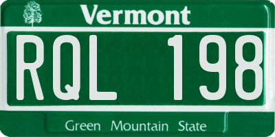 VT license plate RQL198