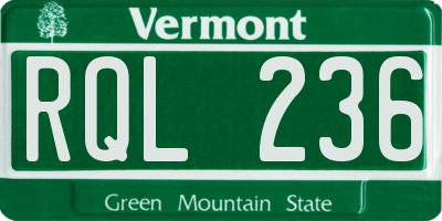VT license plate RQL236
