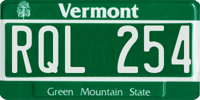 VT license plate RQL254